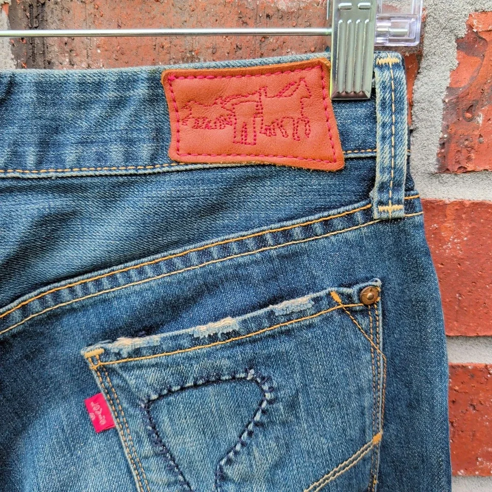 Levi's Red Low Boot Mens 30x30 Blue Distressed Patchwork Jeans